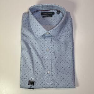 Tommy Hilfiger Men's Flex Slim Wrinkle Free Stretch Dress Shirt, blue 17 36/37